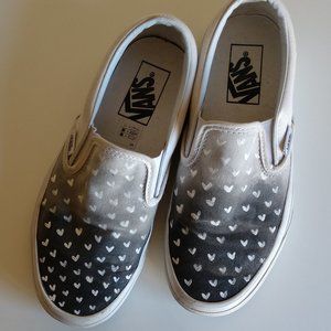 Vans Gray and White Heart Pattern Sneakers